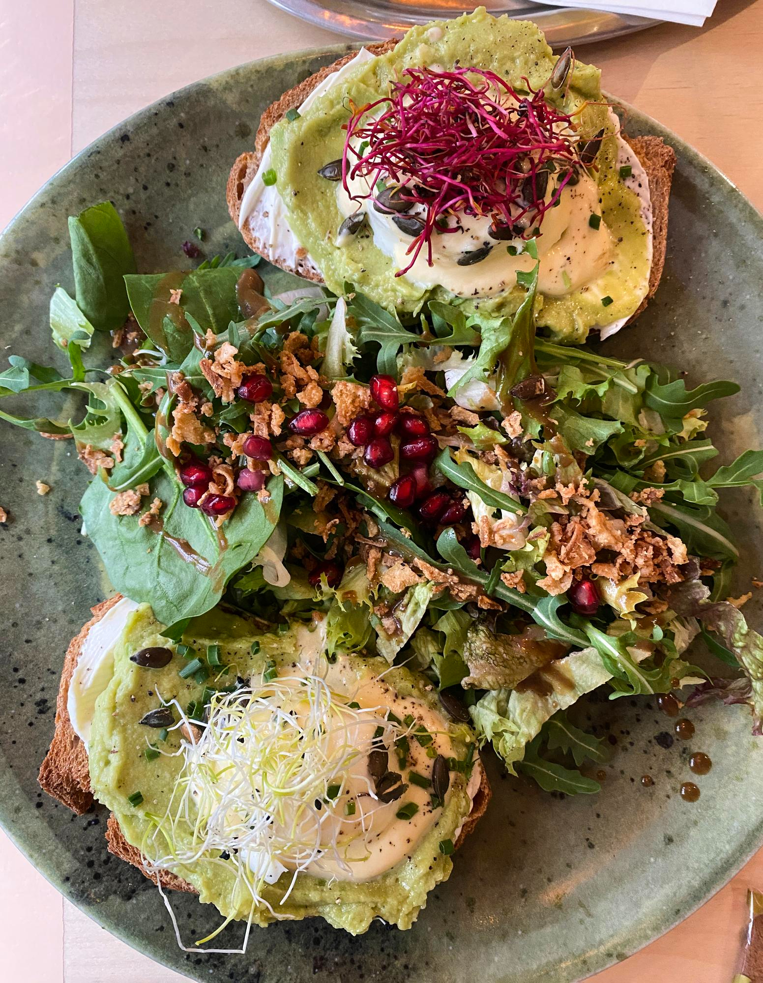 Charred greens with toasted seed dressing